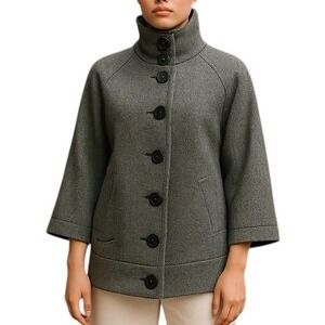 Anthropologie BB Dakota Women's Black Tweed Short Wool Blend Jacket Size M Warm